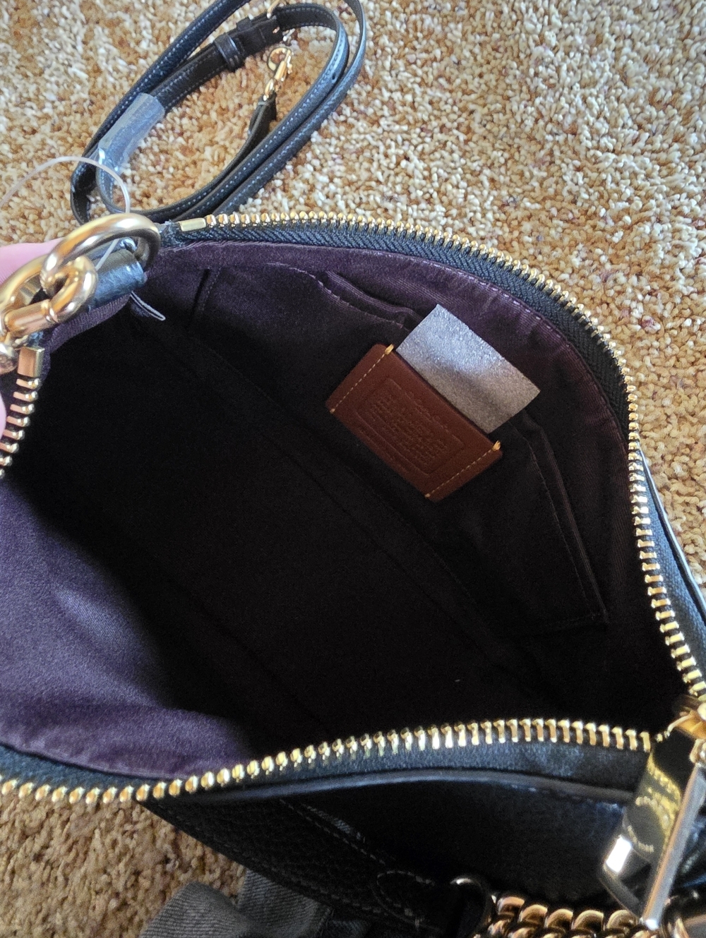 COACH Teri Mini Black Leather Chain-Accent Shoulder Bag NWT - Picture 8 of 14